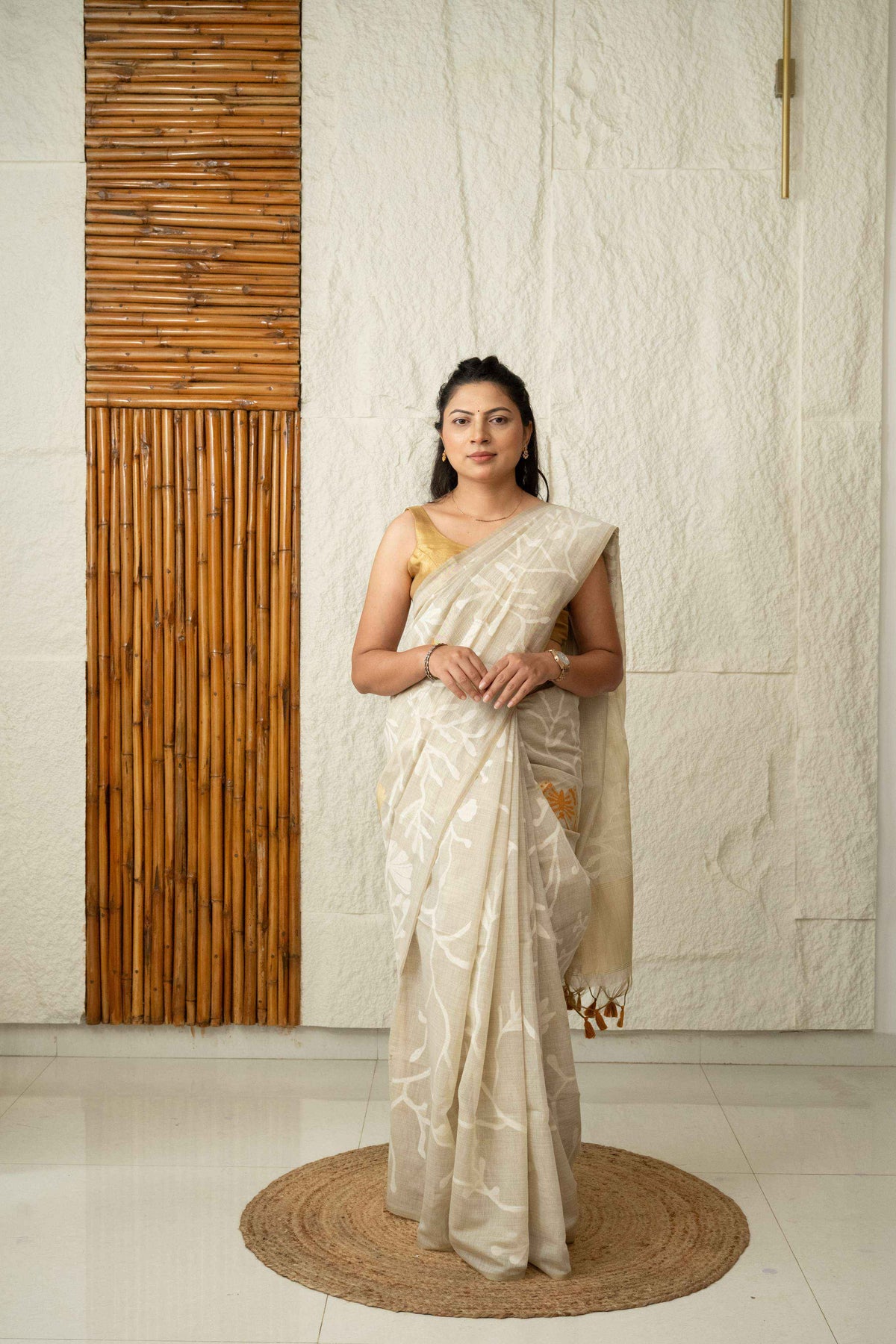 Cotton Saree with White Damask