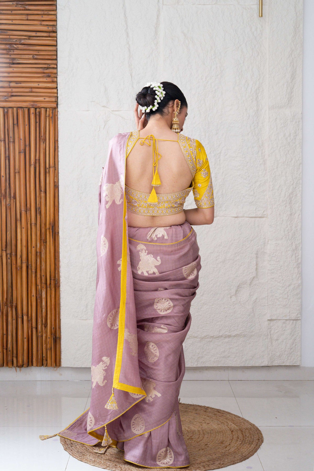 Tussar Silk Saree with Zari Woven Elephant Motifs