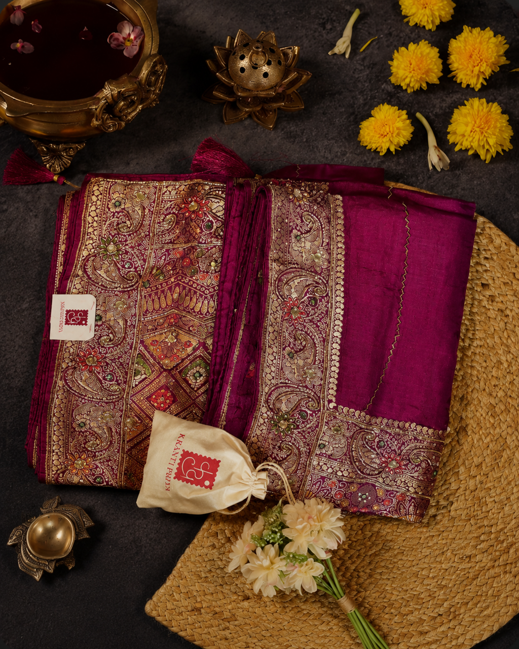 Pure Banarasi Silk Saree Purple