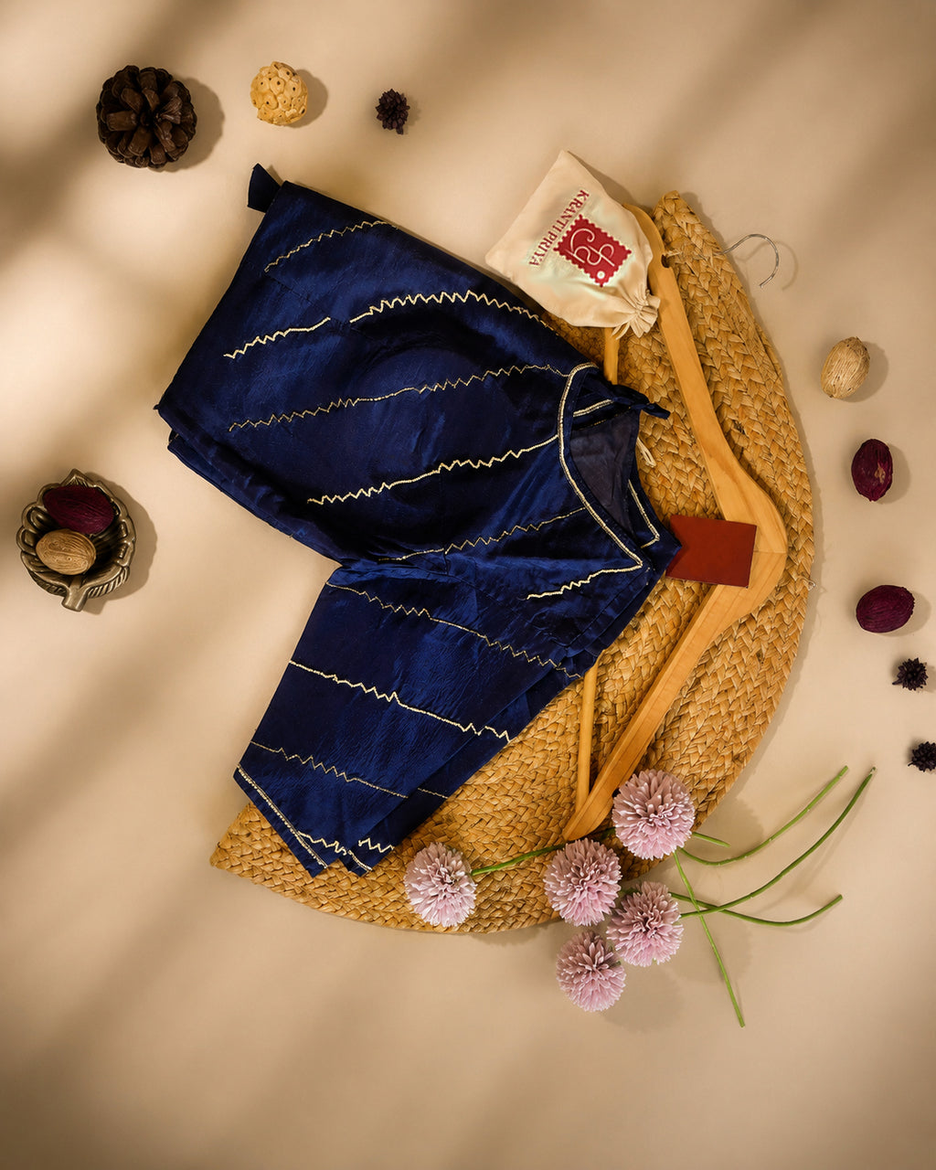 Blue Shibori Organza Saree