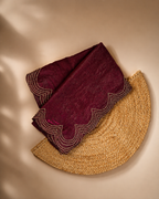 Wine Metallic Silk Saree