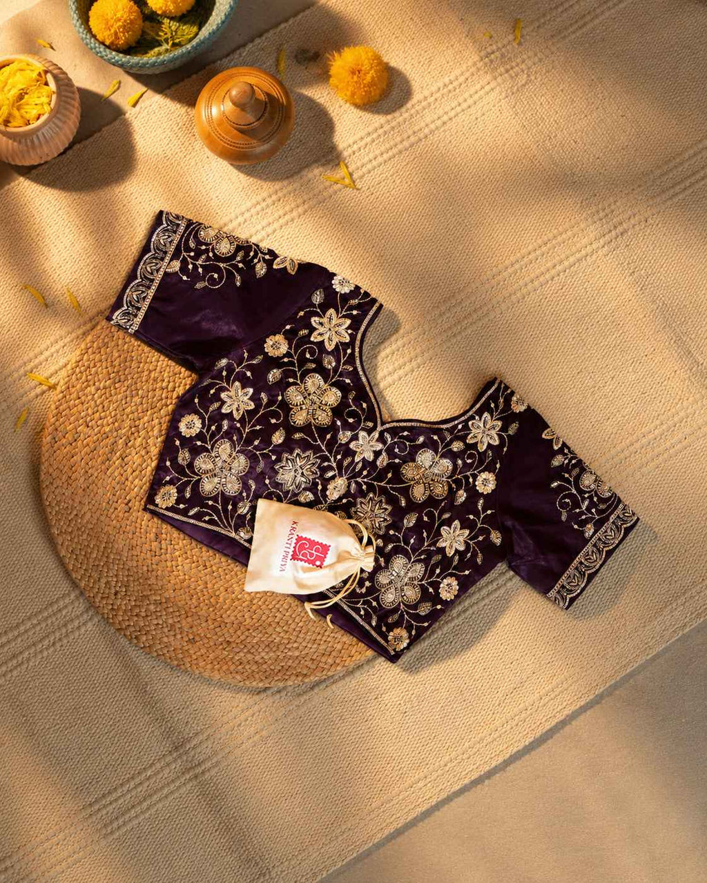 Embroidered Border Crepe Silk Saree