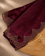 Wine Metallic Silk Saree