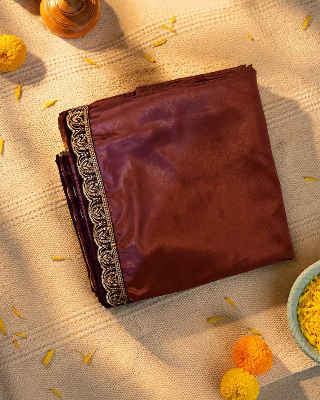 Embroidered Border Crepe Silk Saree