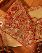Champagne Gold Crepe Silk Saree Orange