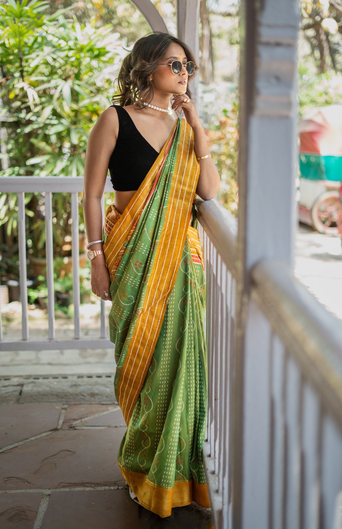 Cotton Crepe Silk Saree with Sequence Katha Work