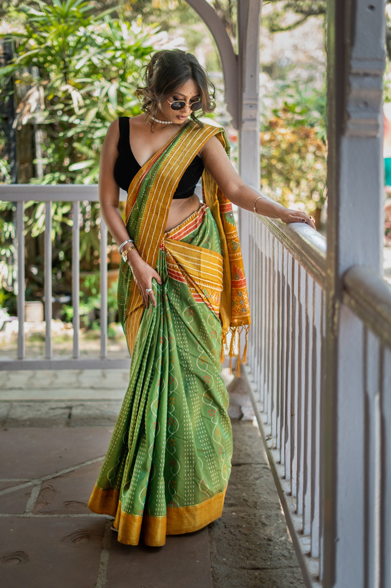 Cotton Crepe Silk Saree with Sequence Katha Work