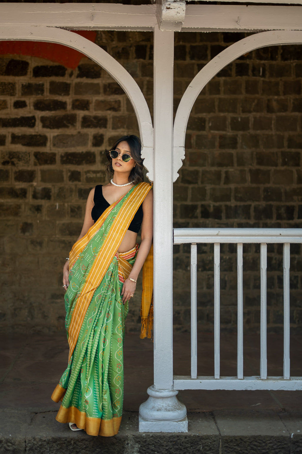 Cotton Crepe Silk Saree with Sequence Katha Work