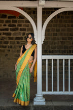 Cotton Crepe Silk Saree with Sequence Katha Work