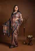 Black Crepe Silk Saree with Mosaic Floral Print