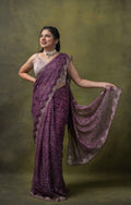 Plum Bandhani Crepe Silk Saree