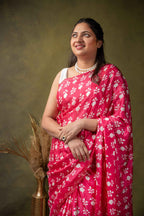 Rose Pink Crepe Silk Saree