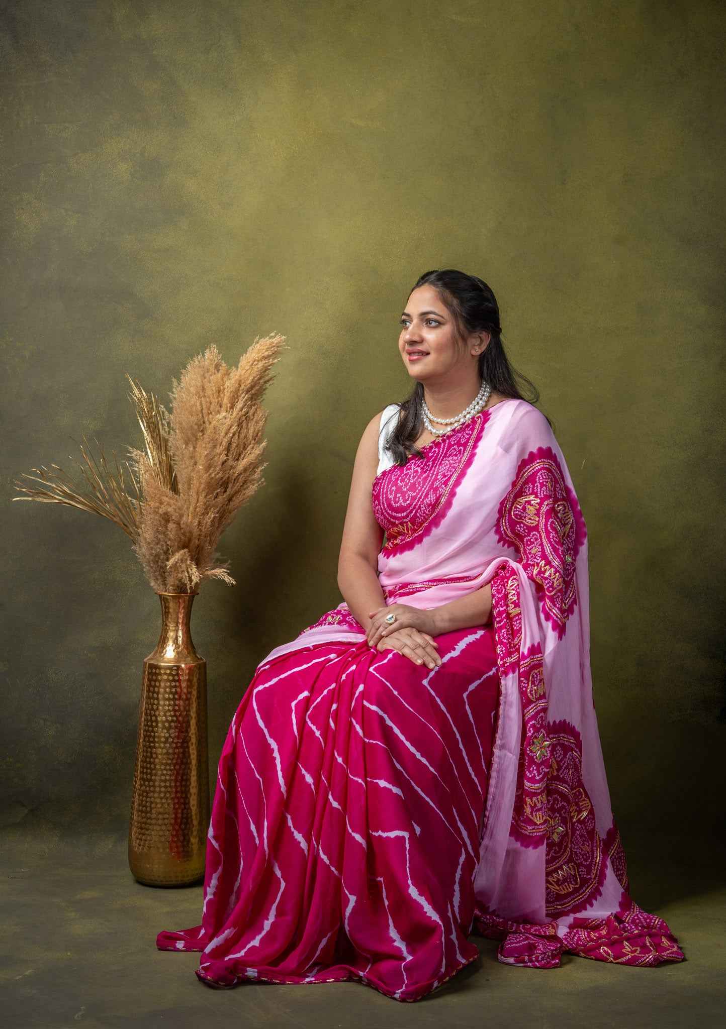Dual Tone Pink Cotton Saree