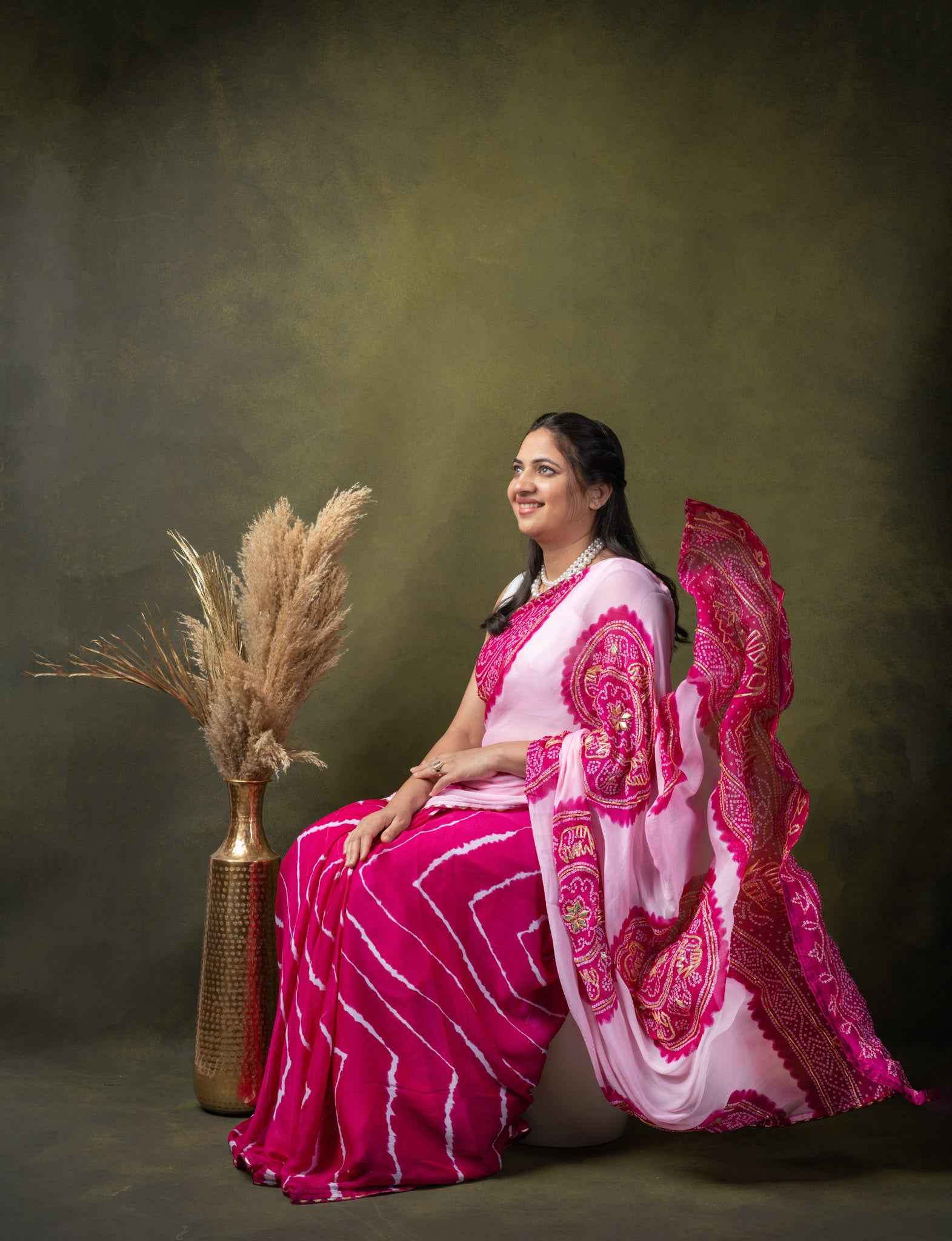 Dual Tone Pink Cotton Saree