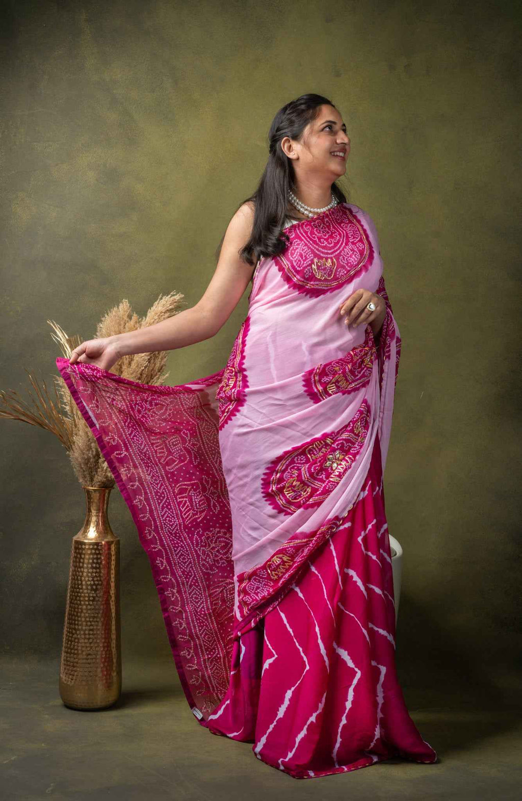 Dual Tone Pink Cotton Saree