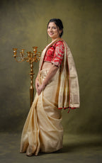 Ivory Bandhani Fusion Saree