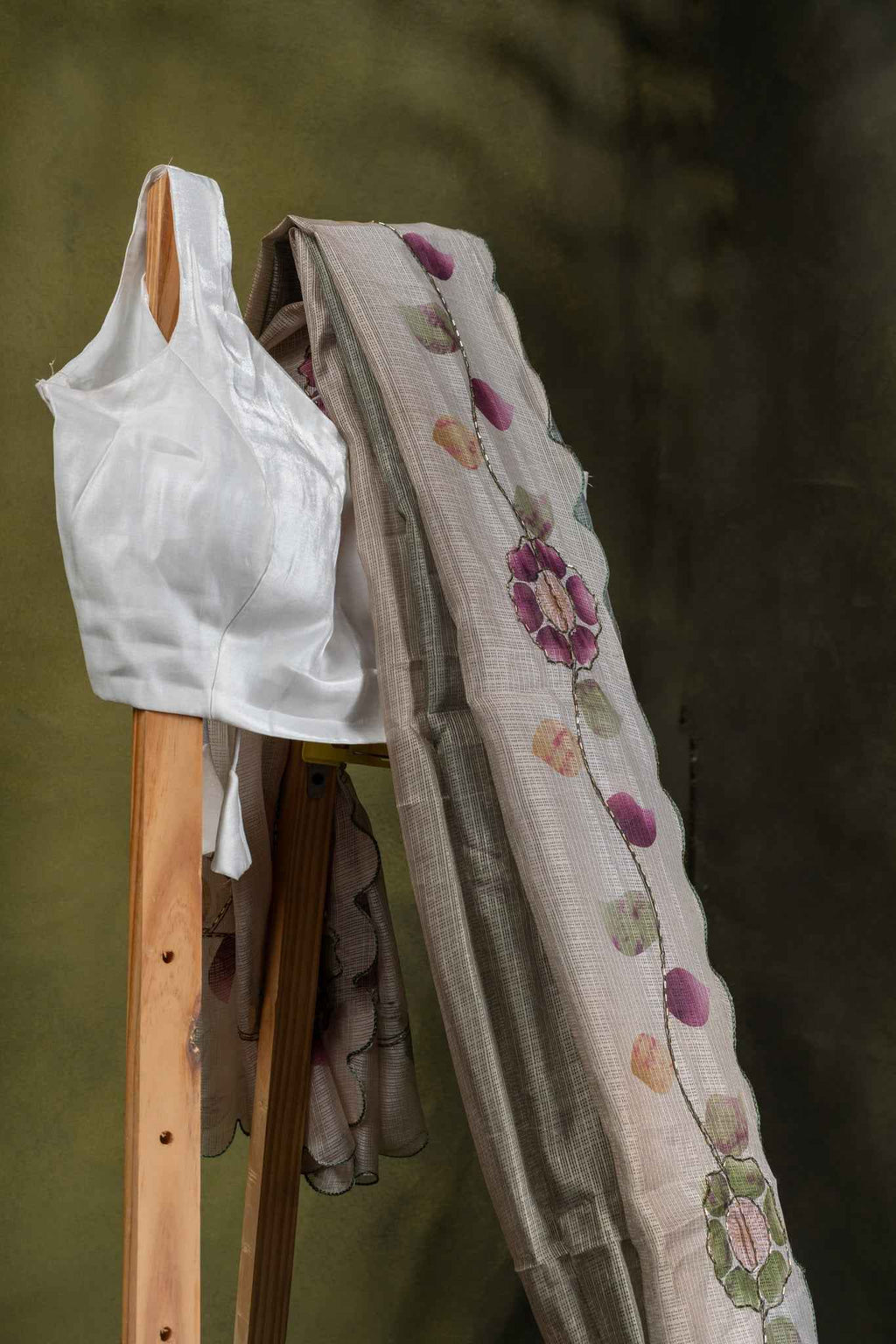 Sage Green Cotton Saree with Ombre Finish