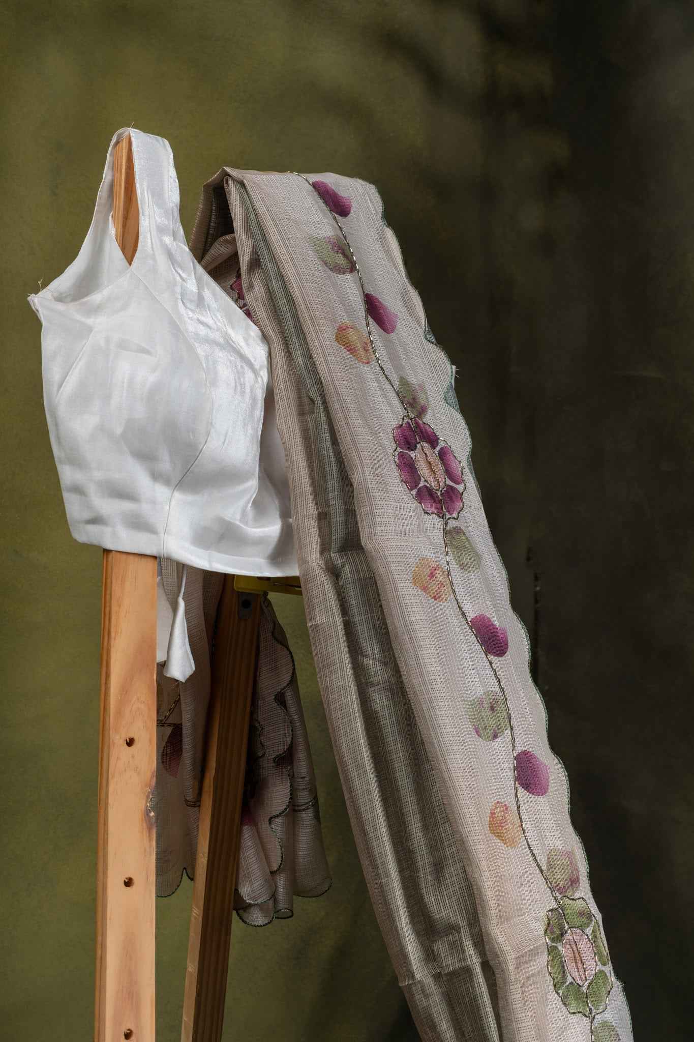 Sage Green Cotton Saree with Ombre Finish