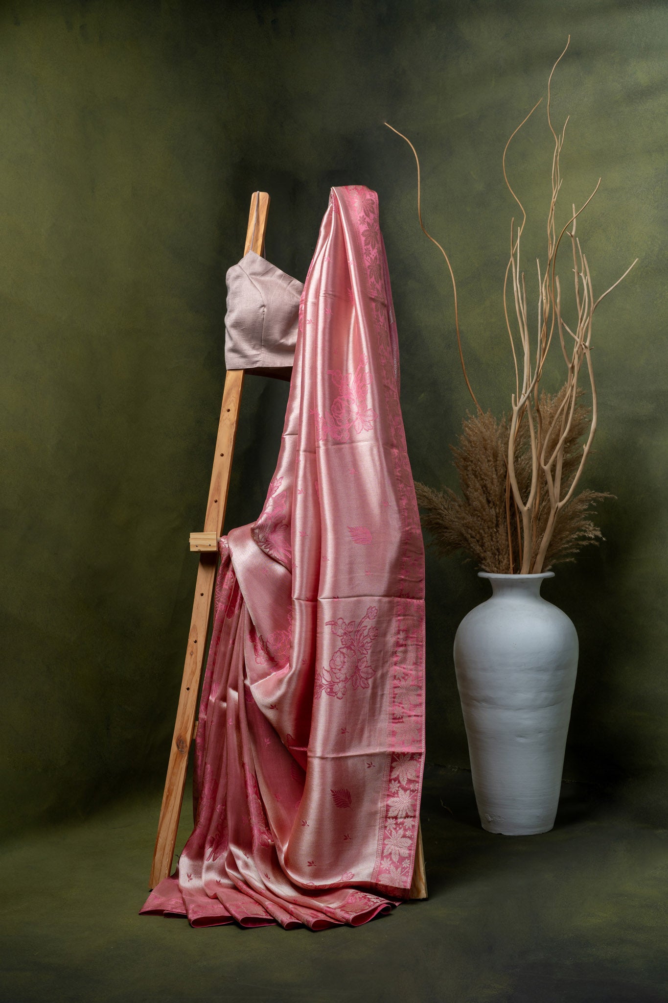 Rose Pink Kanjivaram Silk Saree
