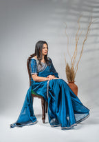 Midnight Blue Metallic Silk Saree