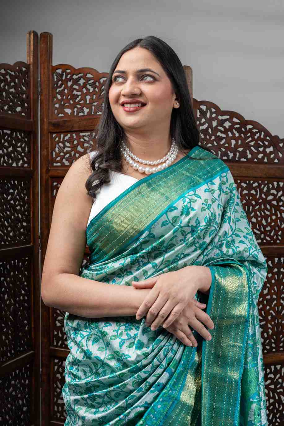 Deep Teal Silk Saree