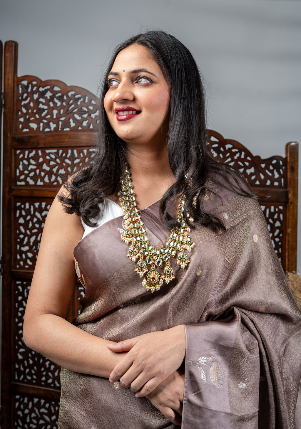 Mocha Organza Satin Saree