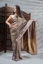 Mocha Organza Satin Saree