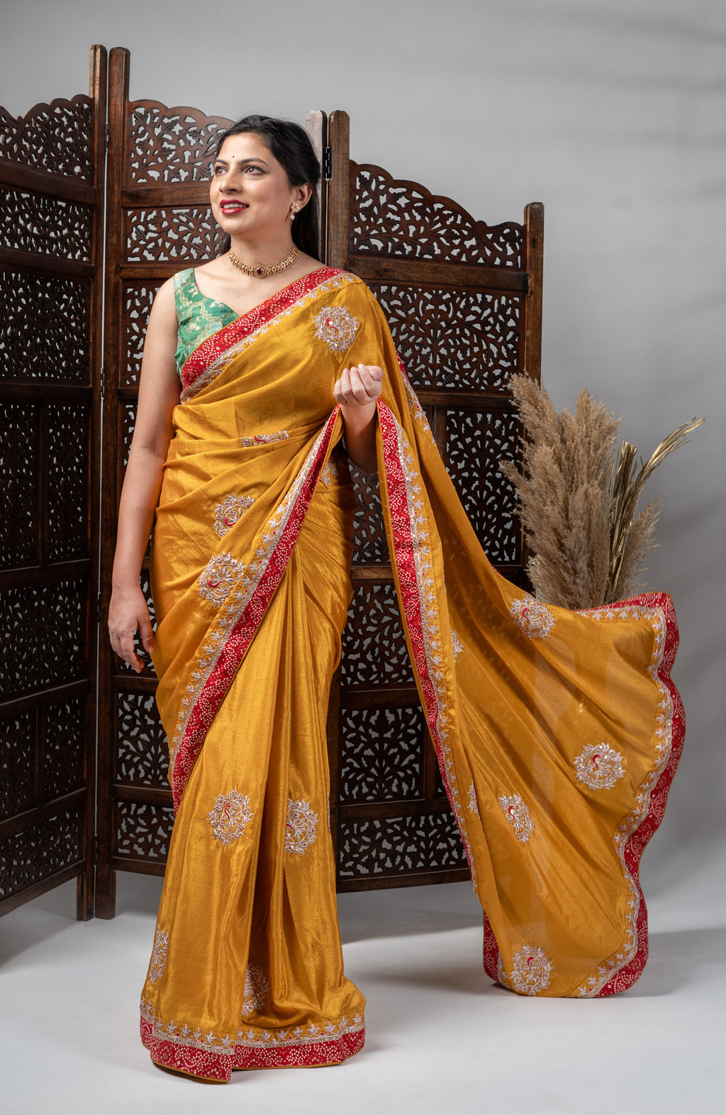 Mustard Yellow Silk Saree