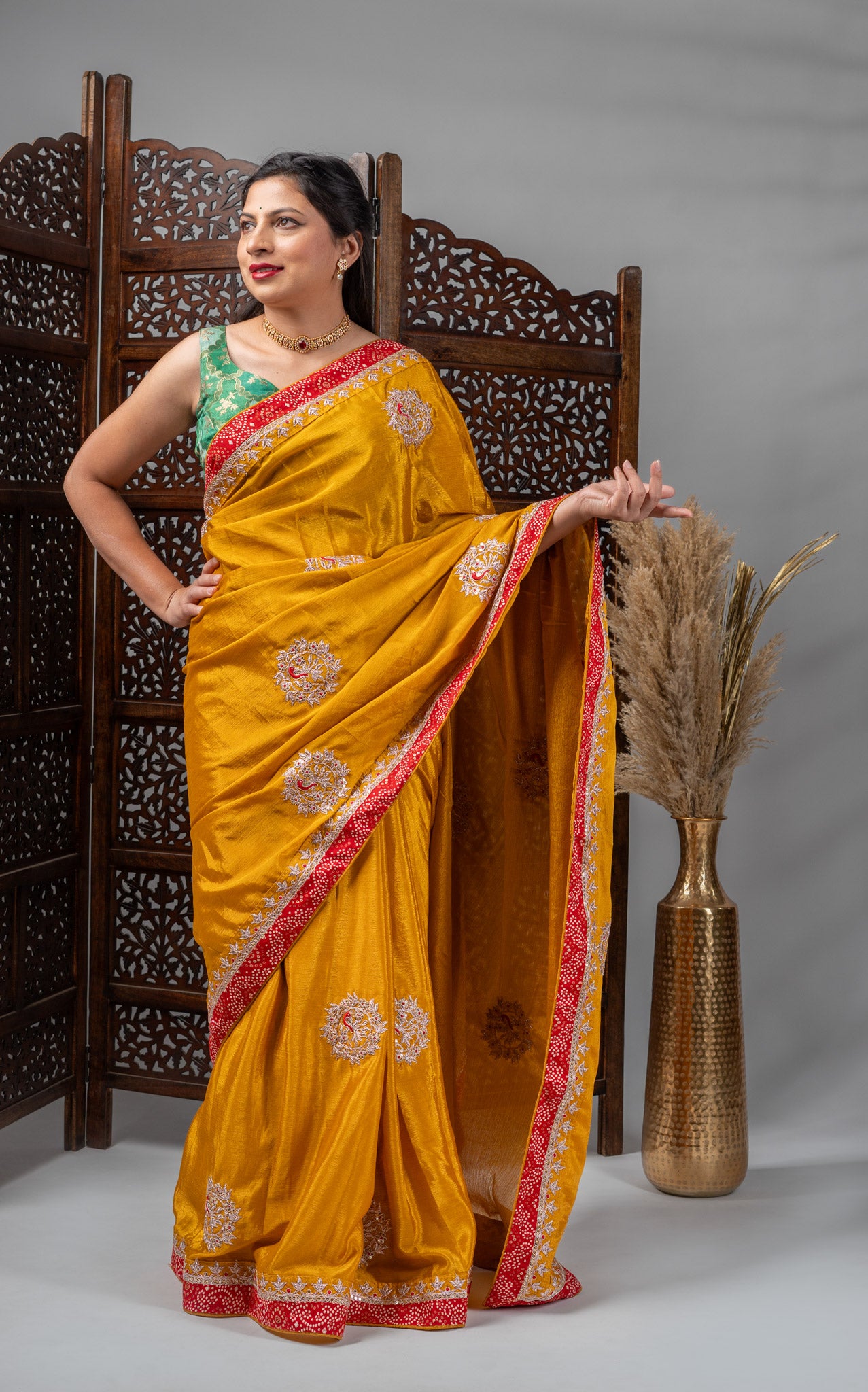 Mustard Yellow Silk Saree
