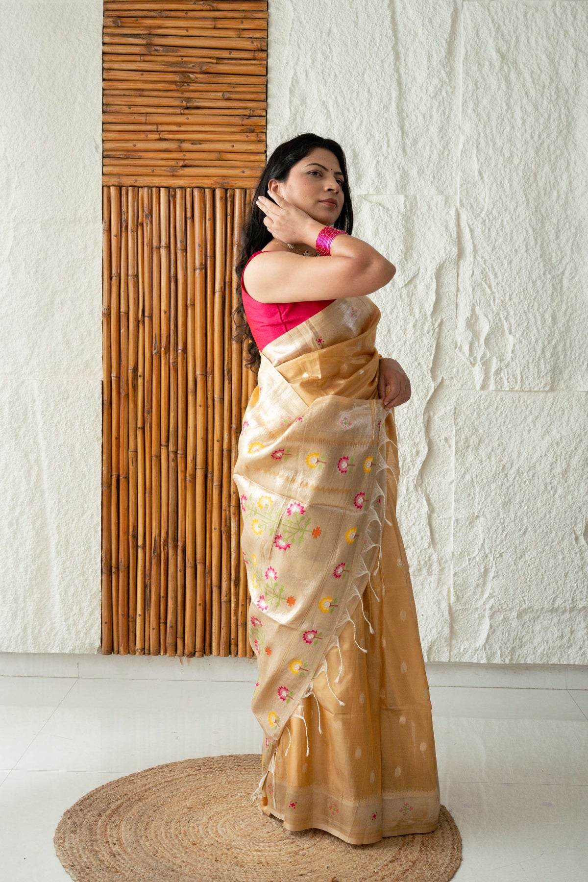 Silk Linen Tissue Blend Paithani Saree