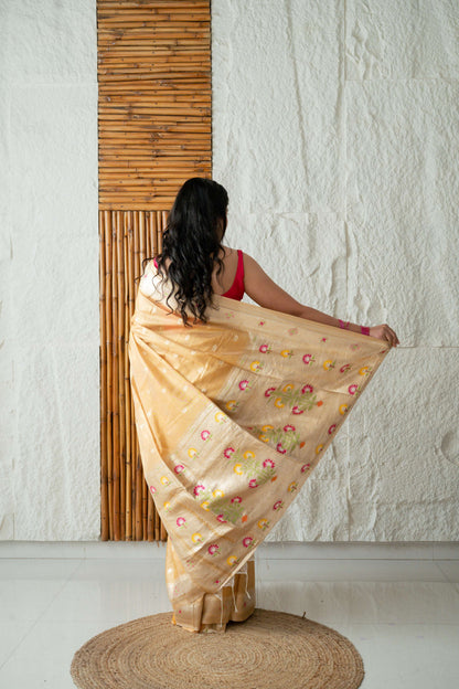 Silk Linen Tissue Blend Paithani Saree