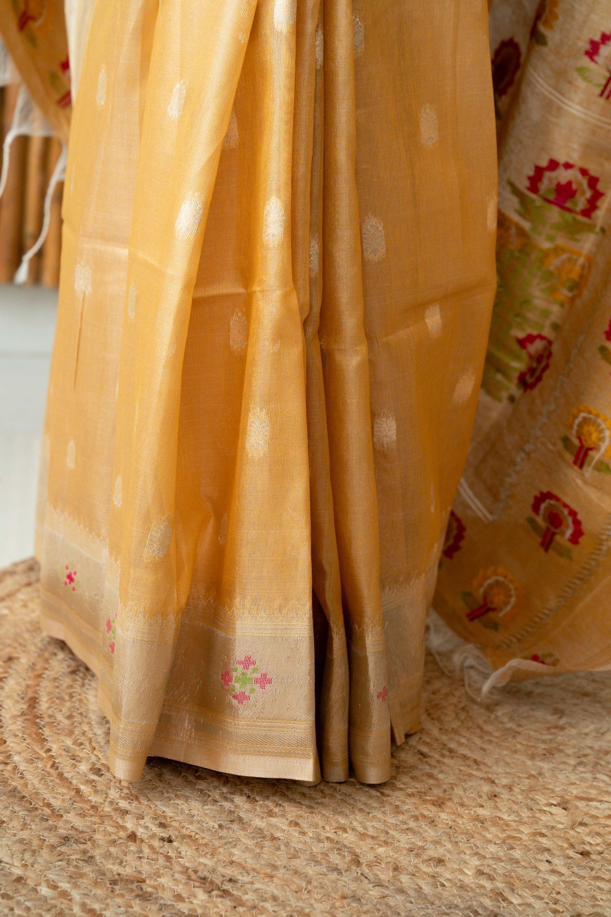 Silk Linen Tissue Blend Paithani Saree
