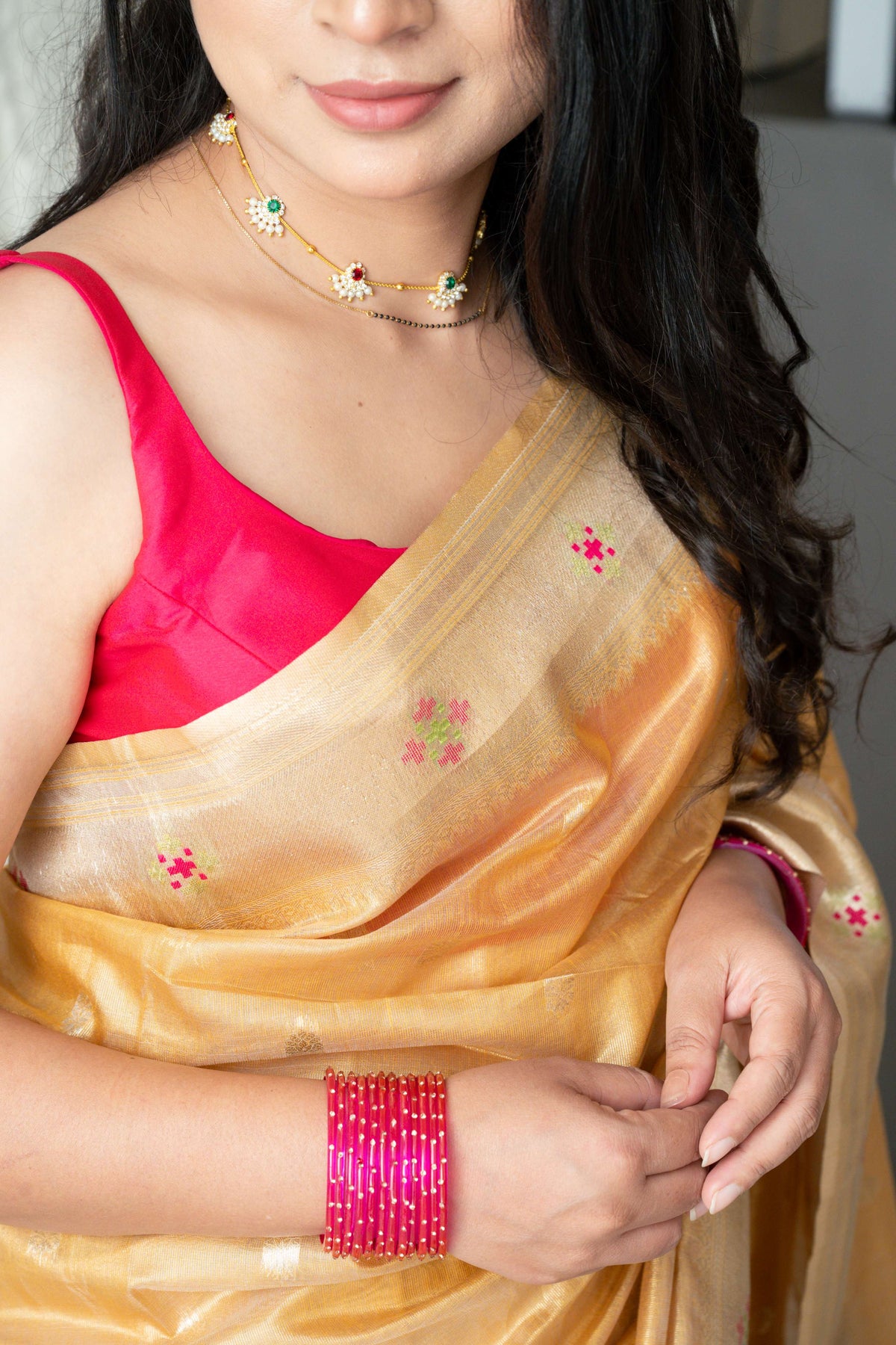 Silk Linen Tissue Blend Paithani Saree