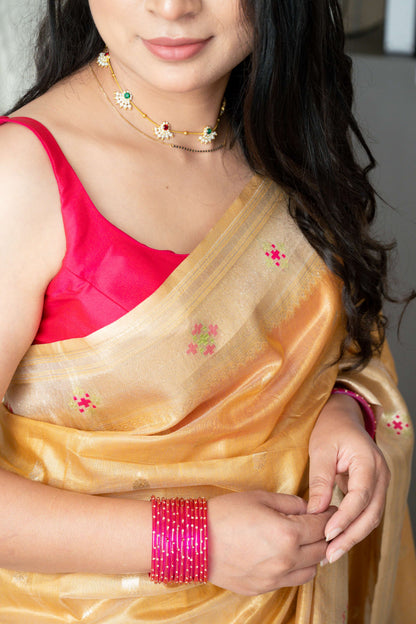 Silk Linen Tissue Blend Paithani Saree