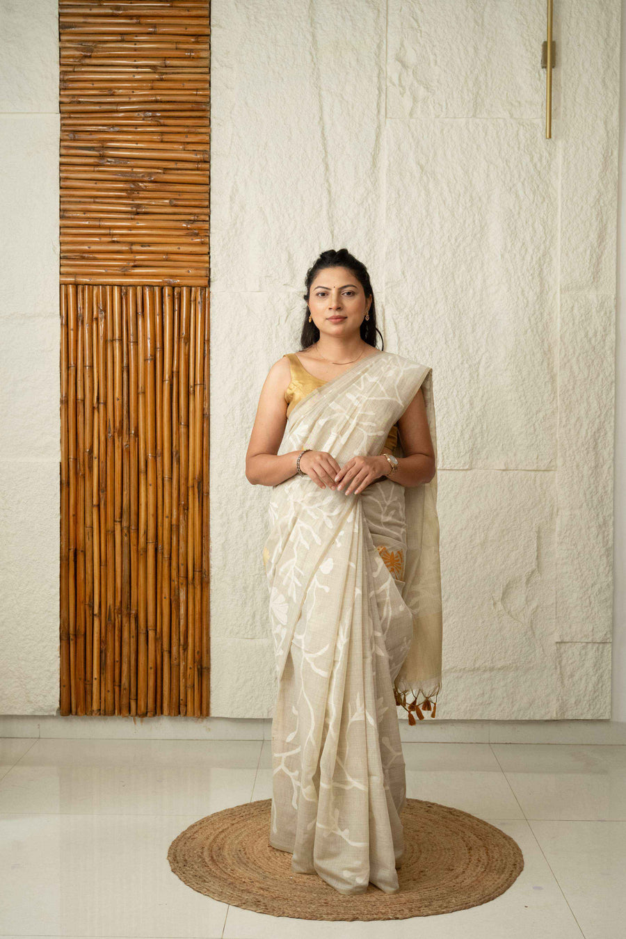 Cotton Saree with White Damask