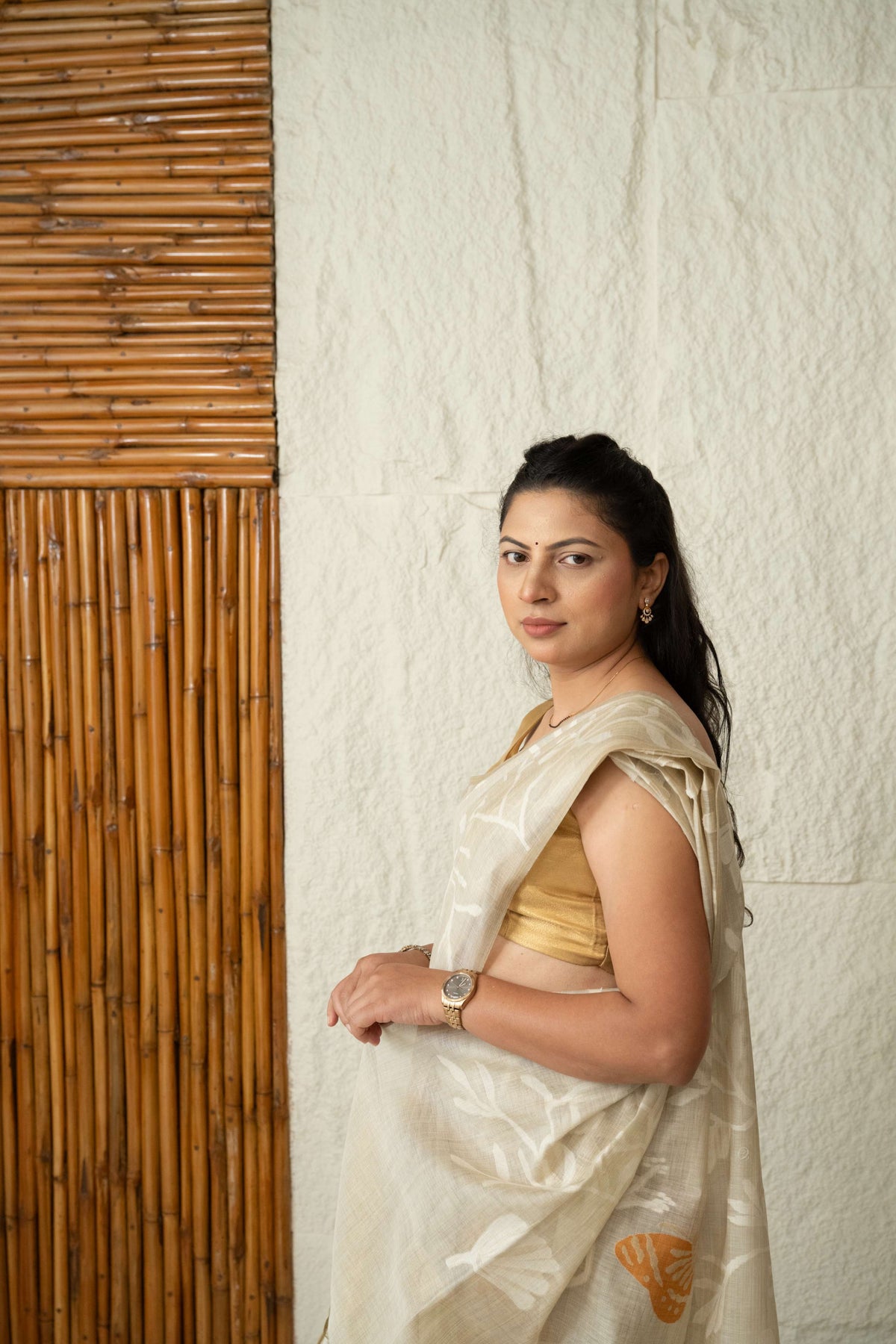 Cotton Saree with White Damask