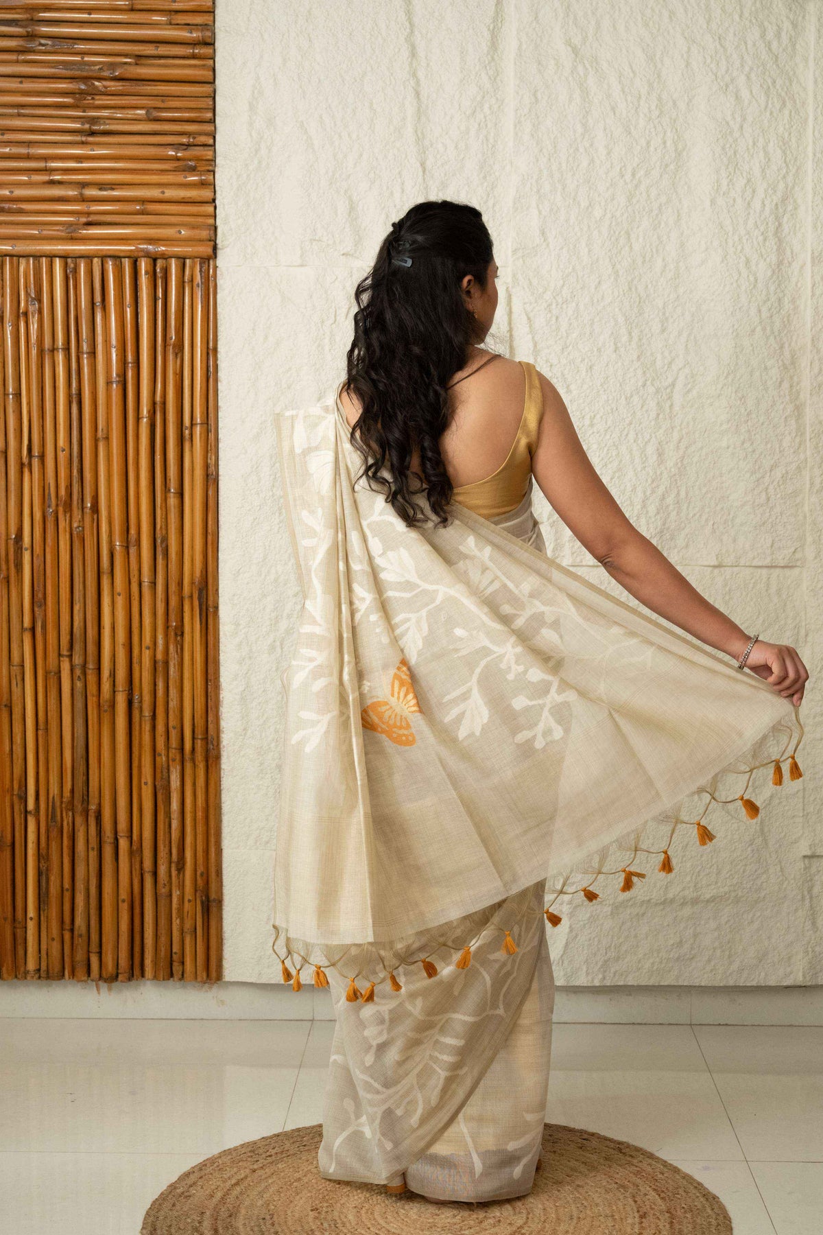 Cotton Saree with White Damask