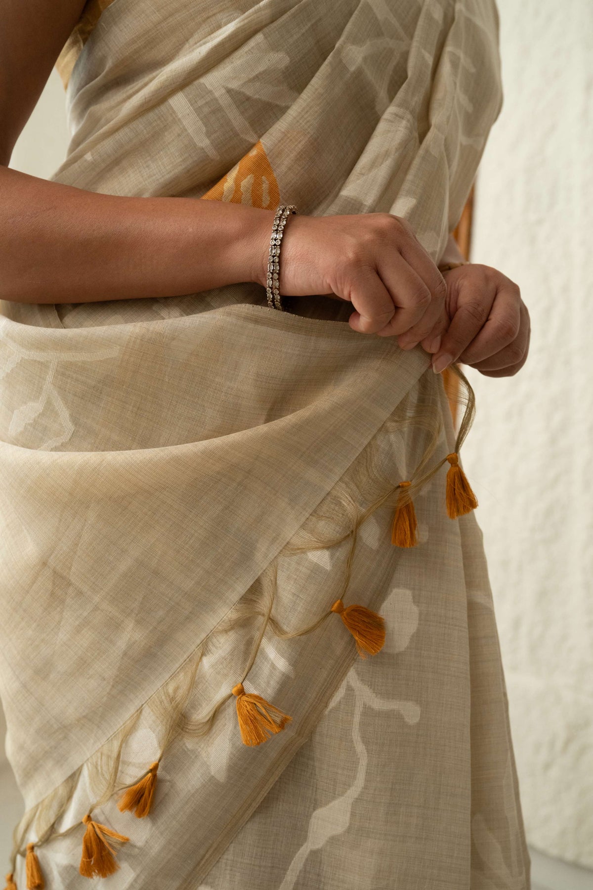 Cotton Saree with White Damask