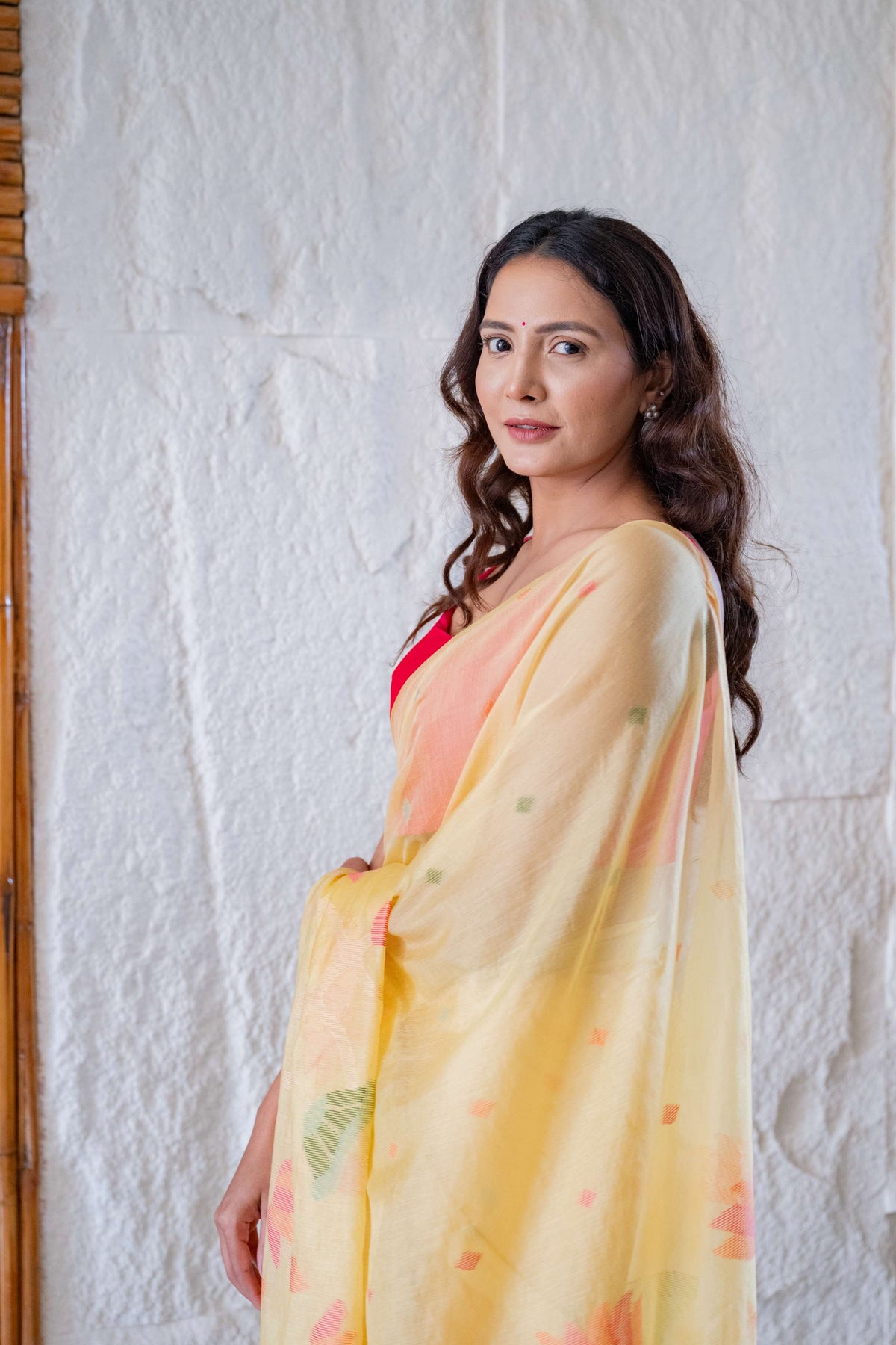 Mul Chanderi Saree with Flowers Design