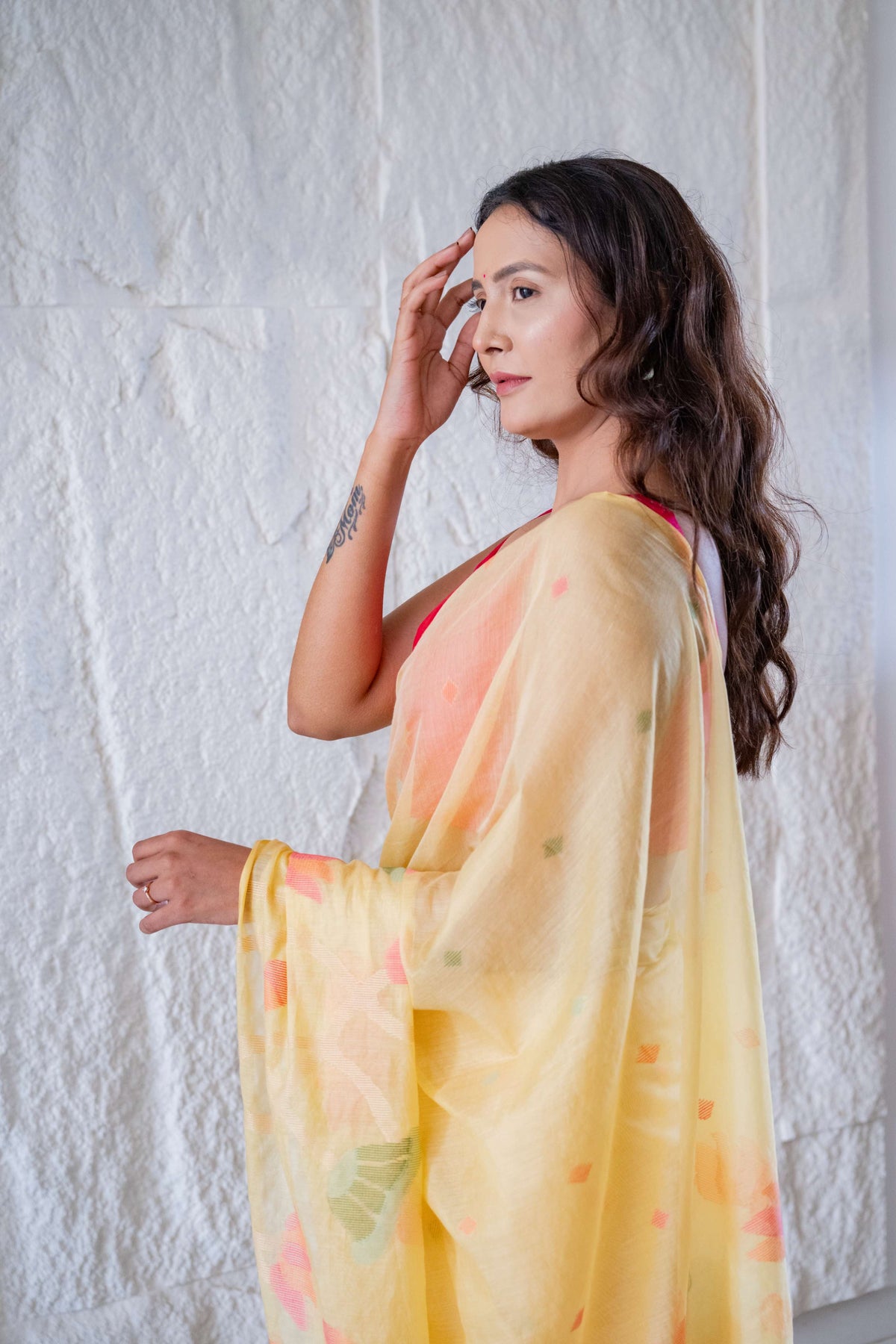 Mul Chanderi Saree with Flowers Design