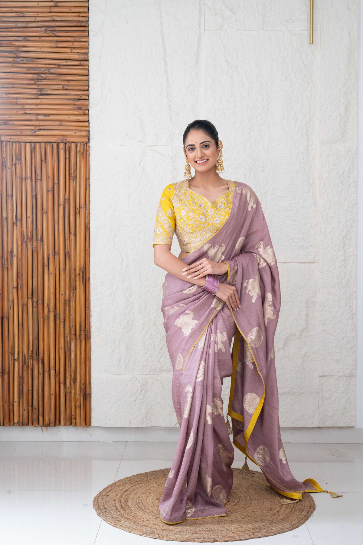 Tussar Silk Saree with Zari Woven Elephant Motifs