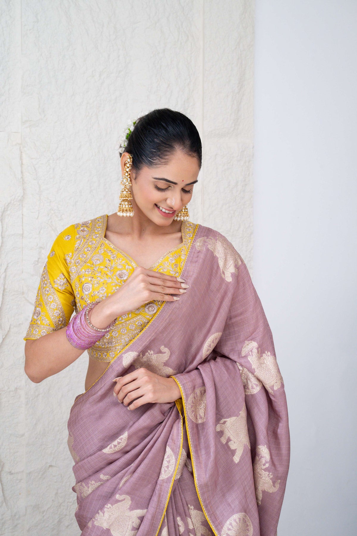 Tussar Silk Saree with Zari Woven Elephant Motifs