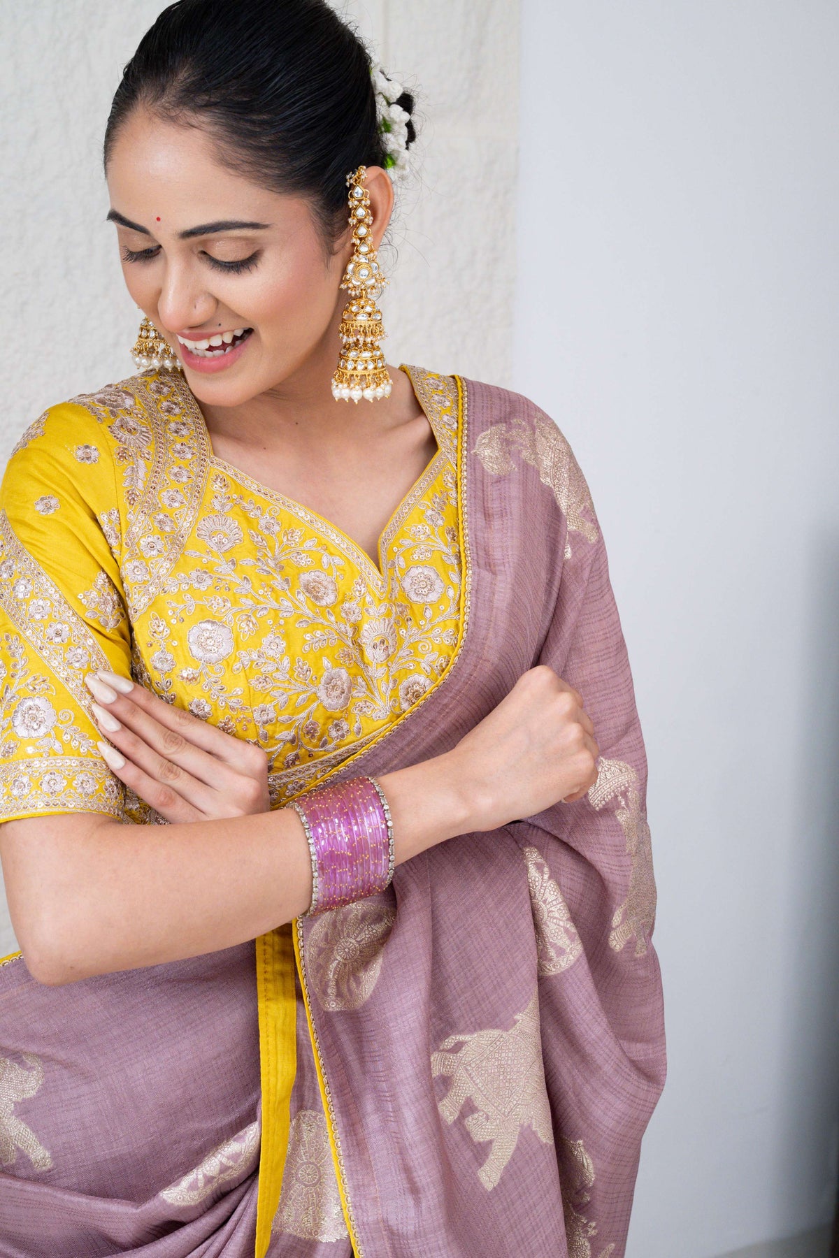 Tussar Silk Saree with Zari Woven Elephant Motifs