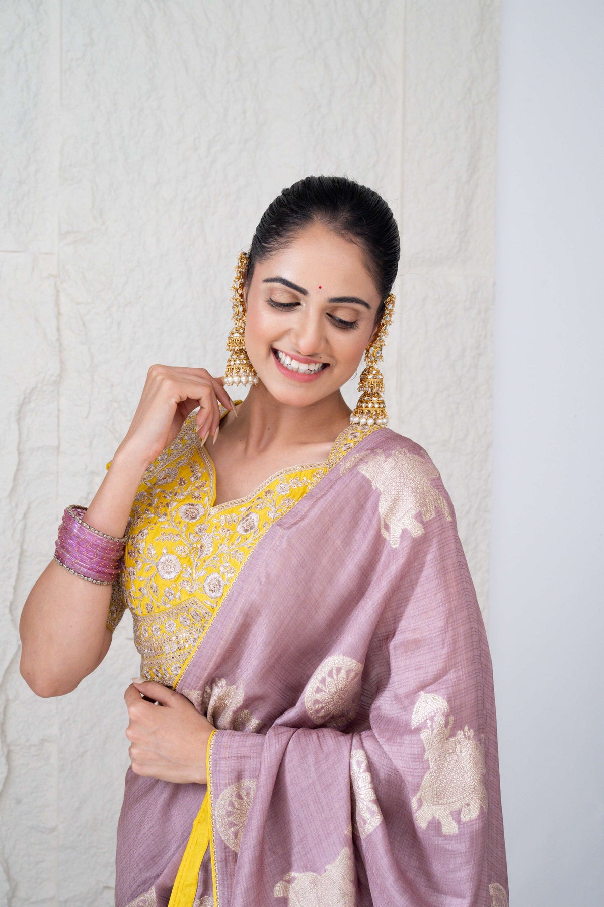 Tussar Silk Saree with Zari Woven Elephant Motifs