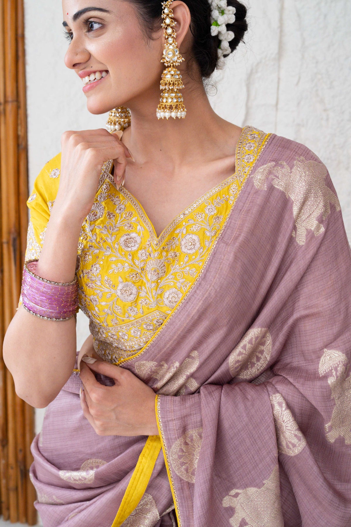 Tussar Silk Saree with Zari Woven Elephant Motifs