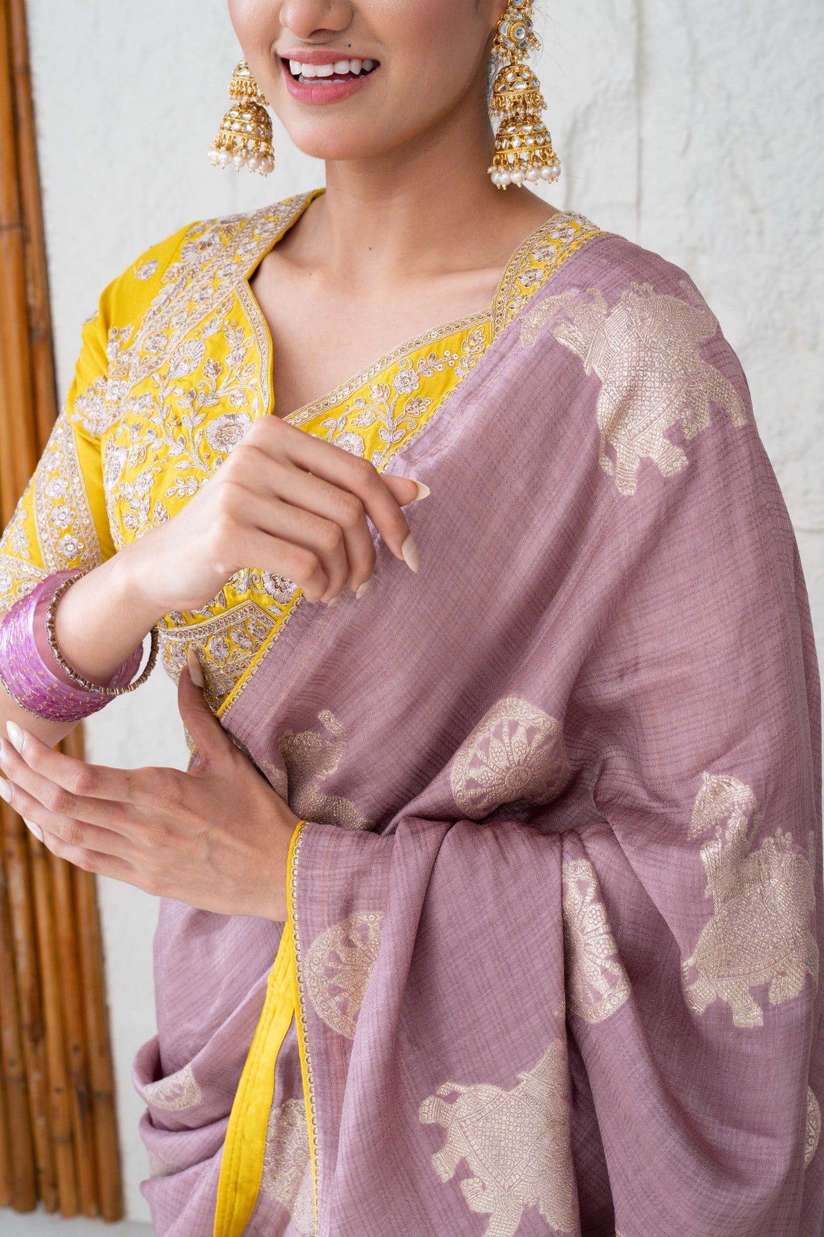 Tussar Silk Saree with Zari Woven Elephant Motifs